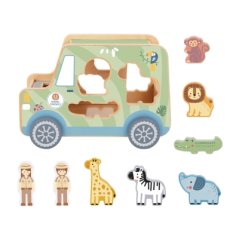 Drevená vkladačka Zvieratká Safari auto