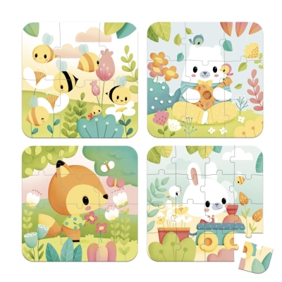 Puzzle Zvieratká 4v1 v kufríku