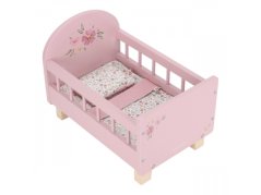 Postieľka pre bábiky drevená s perinkou Pink