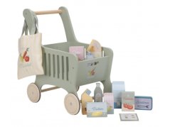 Nákupný vozík s doplnkami drevený