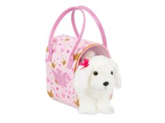 Psík biely v taške Pink Crown Glam Bag