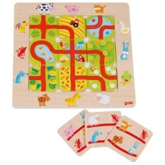 Drevená puzzle hra Nájdi cestu na farme