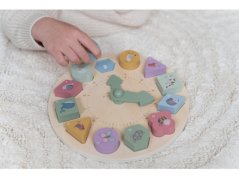 Hodiny s puzzle kockami drevené Farma